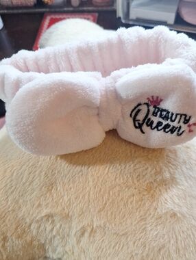 Beauty Queen Pink Plush Bow Headband for Women